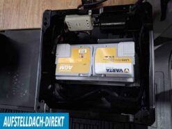 Zweitbatteriehalter Ford Transit Custom Tourneo Custom VW New Transporter und Caravelle in Sitzkonsole FAhrer Batterie nachrüsten Halter für LiFePo Batterie Fahrersitzkonsole