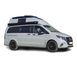 Vito Hochdach Premium Line Stabiles Hochdach mit Stehhöhe und sportlichem Design. GFK Hochdach für V-Klasse Mercedes Spezialist Aktivcamper vorne